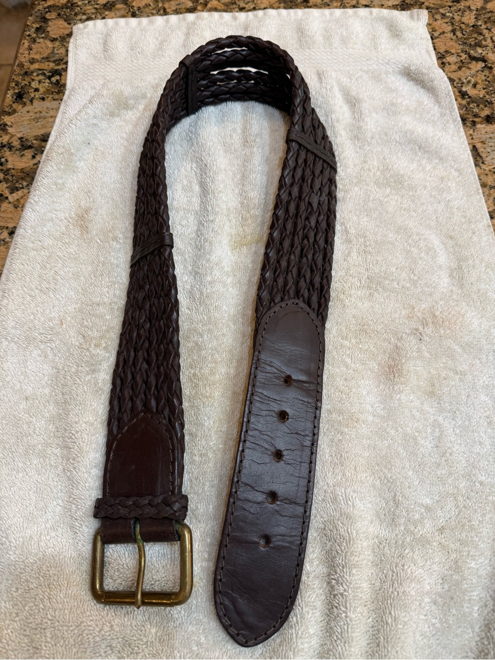 Braided Leather Belt thick - Dark Brown